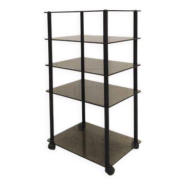 Meuble étagères en verre fumé, 1980