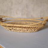 Vintage rattan woven color honey and green trash