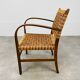Scandinavian armchair in wood and vintage straw rope