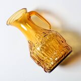 Vintage Designer Italian Amber Glass Pitcher / Mid-century Jug / 1970s