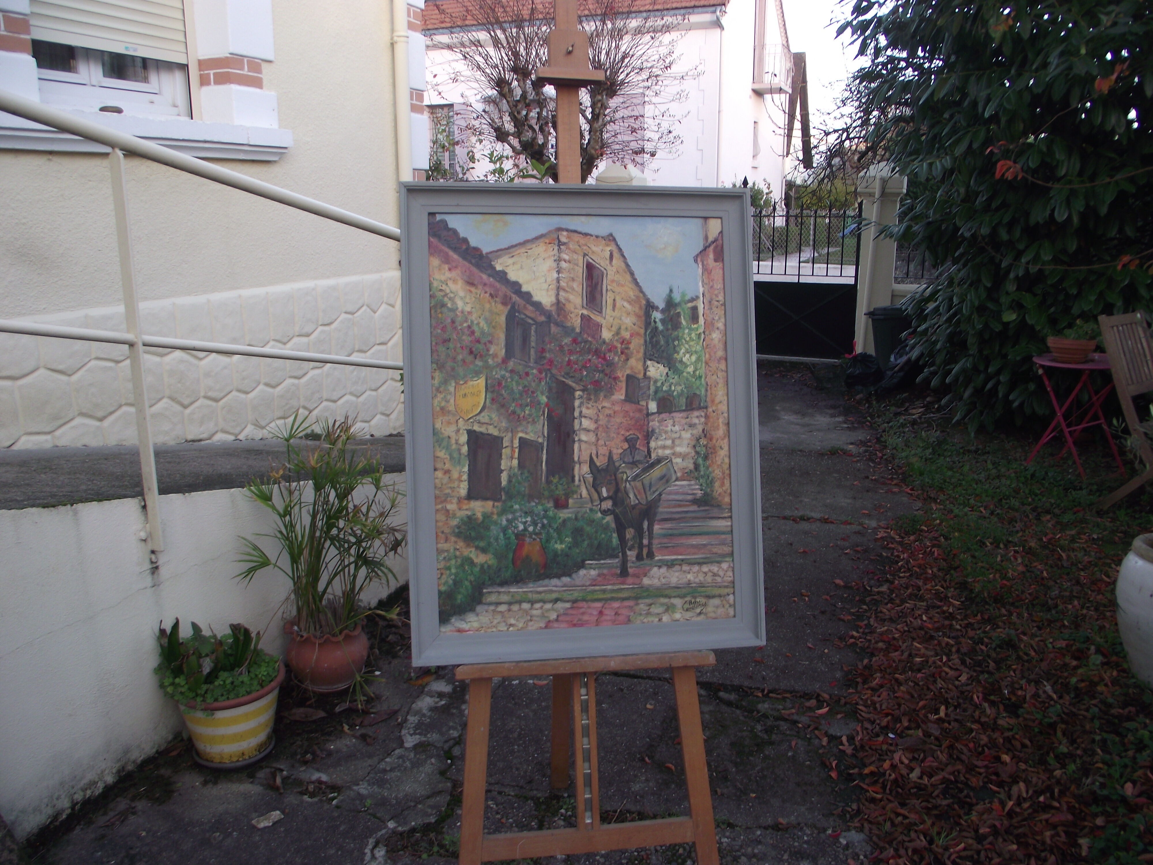 Oil on isorel village Corsica