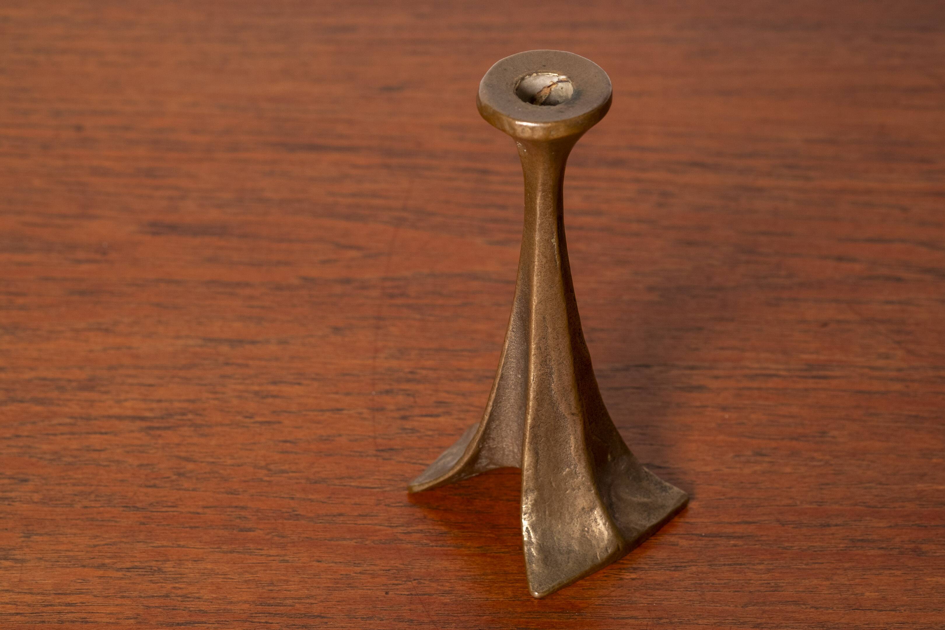 Michael Harjes Brutalist Candlestick in Bronze 1970s Germany