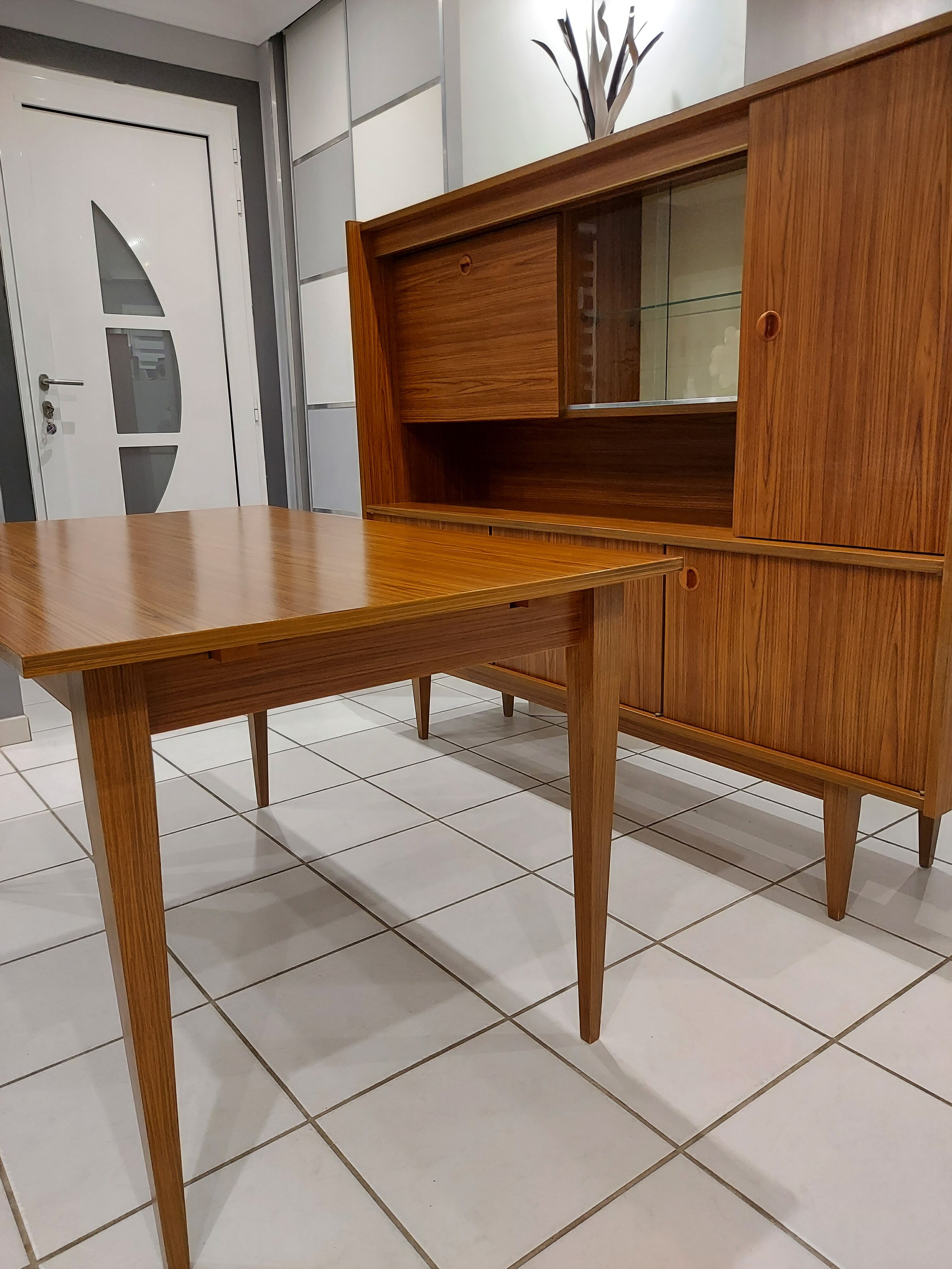 Rectangular dining table veneer rosewood vintage 1970s