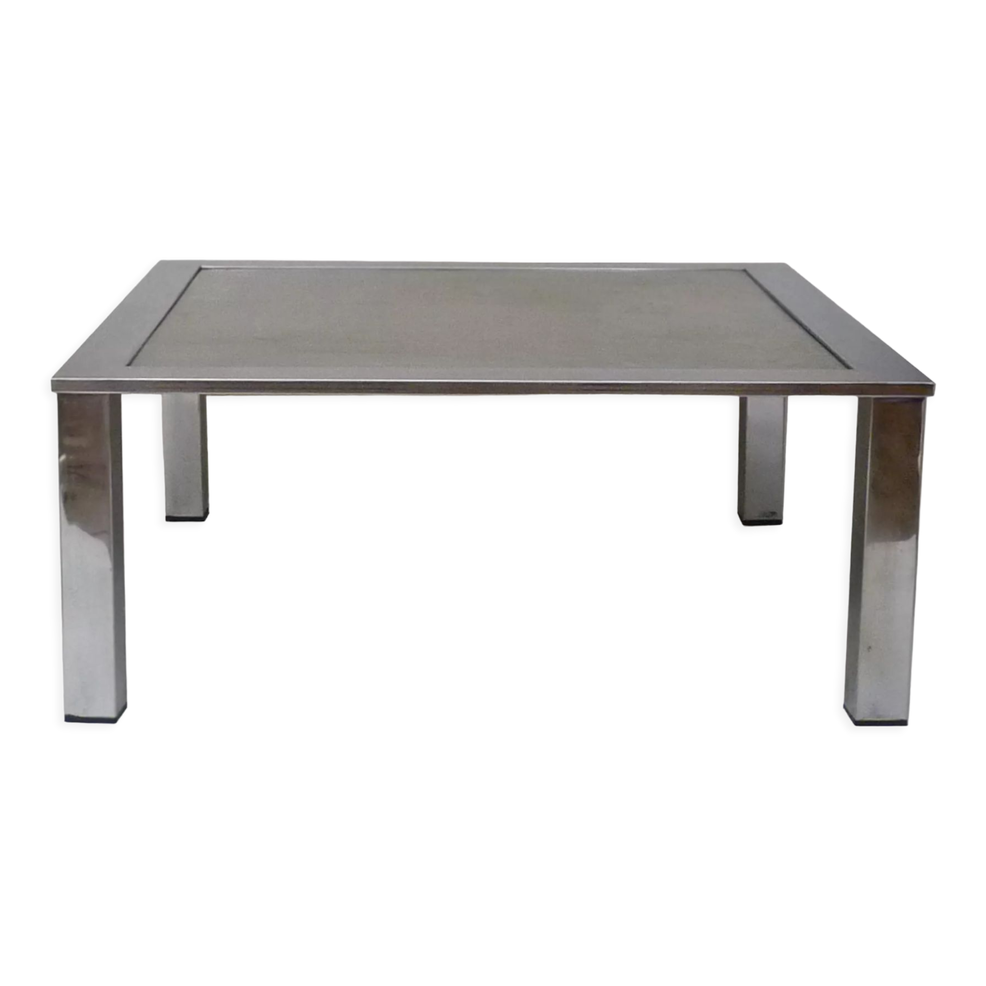Chromed metal coffee table and vintage metal top. Year 70