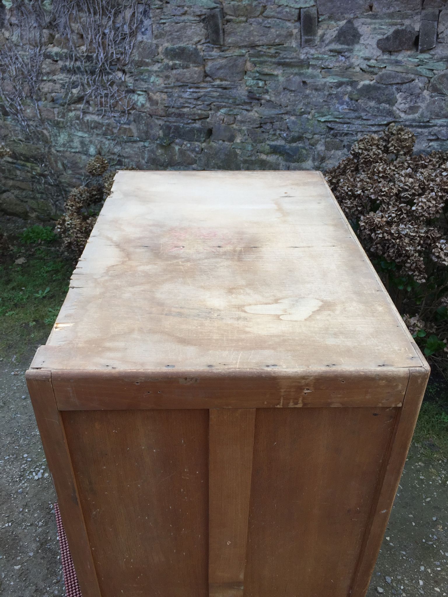 Vintage wardrobe with compass feet in beech