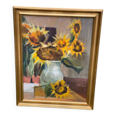 Tableau Pannier peinture huile sur toile 70x56cm