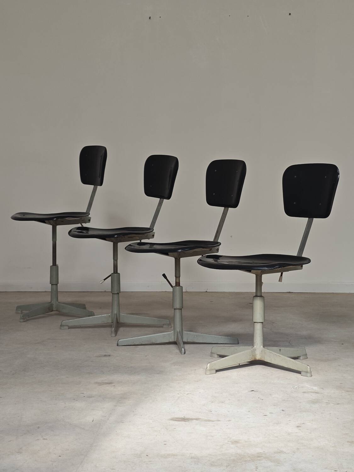 Adjustable industrial chair metal Czechoslovakia 1960