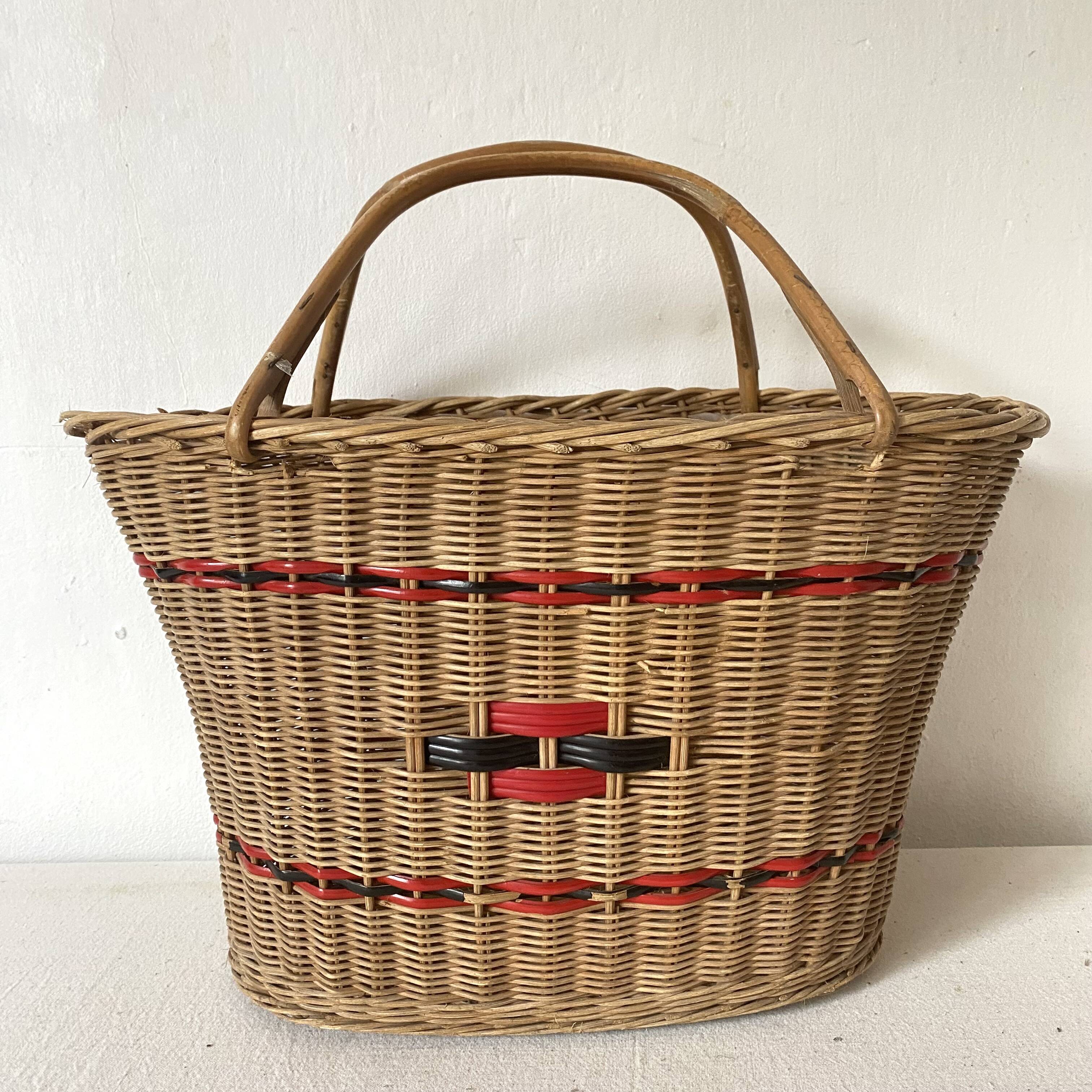 Vintage woven rattan basket from the 50s-60s
