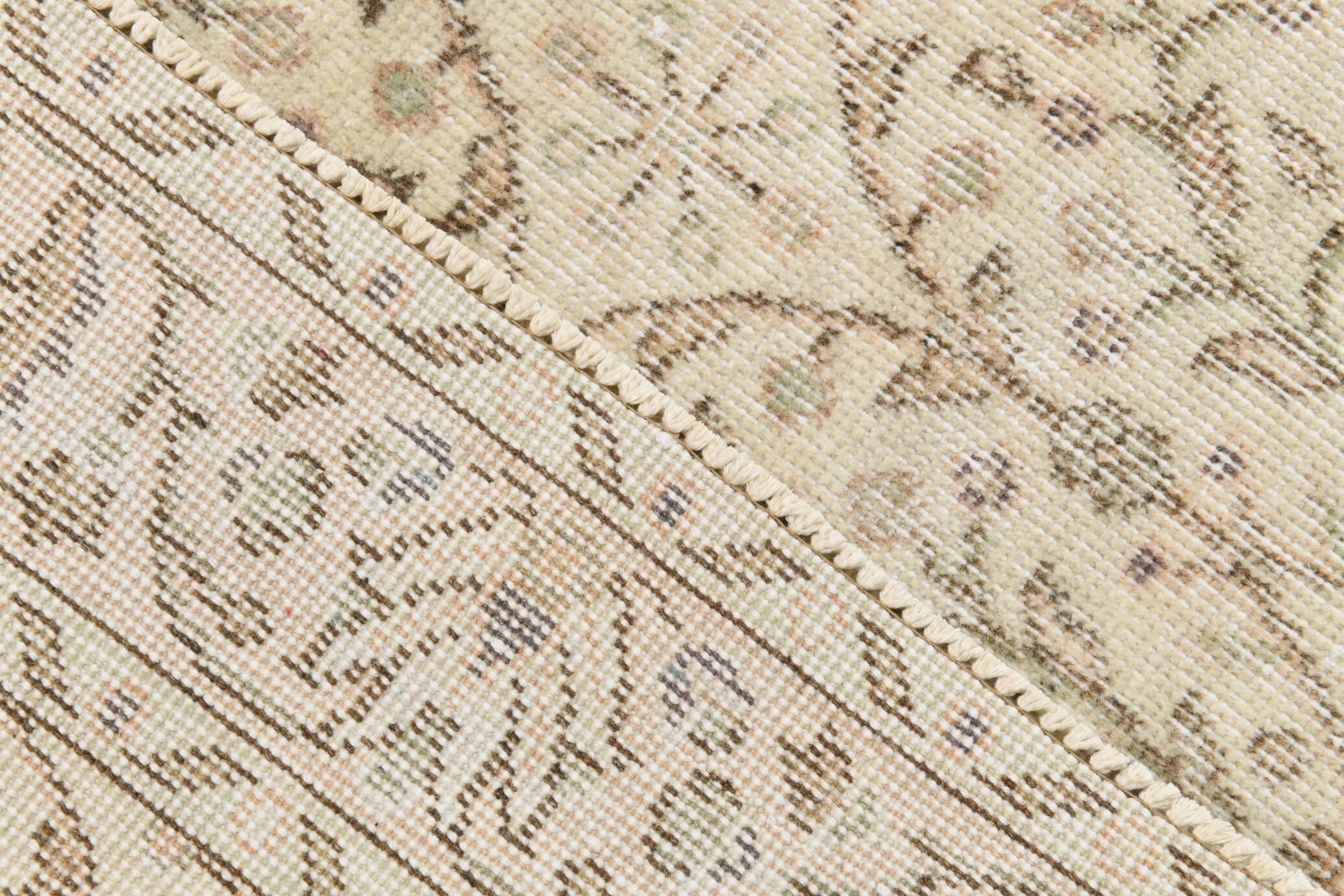 3x7 Brown Cream Floral Handmade Vintage Rug, 105x211Cm