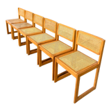 6 chaises traîneau en cannage