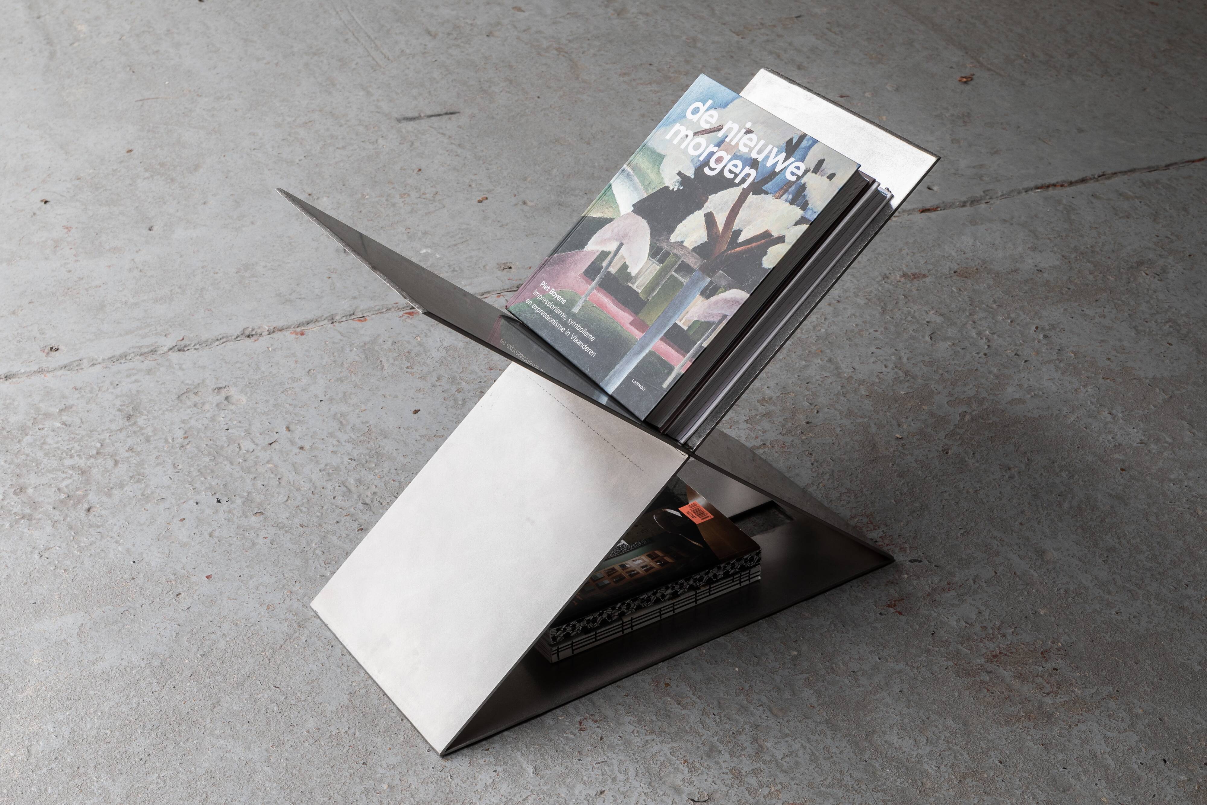 Contemporary stainless steel side table by Lena Coupez, Belgium, 2024