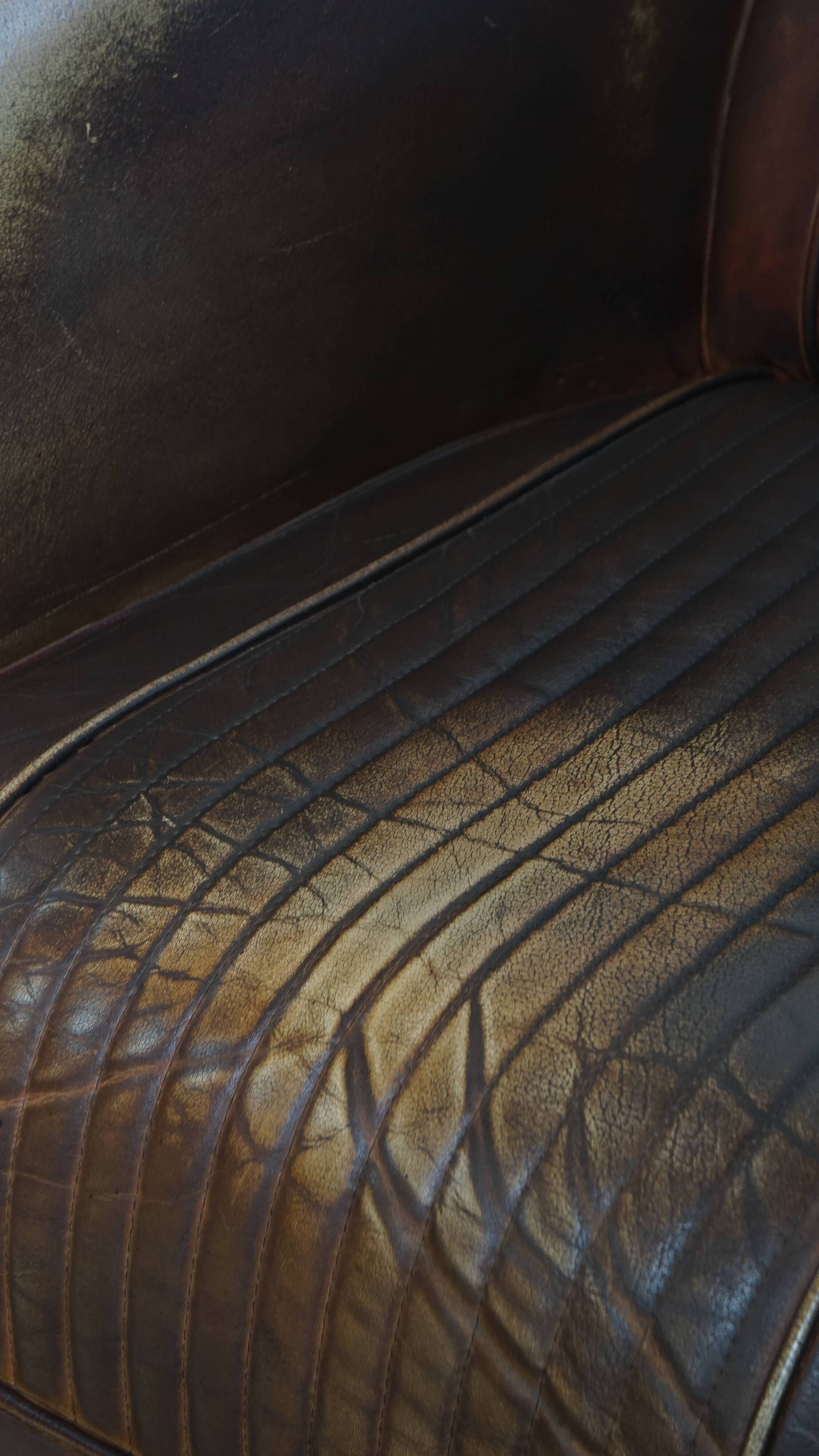 Cowhide Leather Chesterfield Aviator Armchair