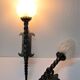Pair of wall lamps torch glass flame and metal early XXth
