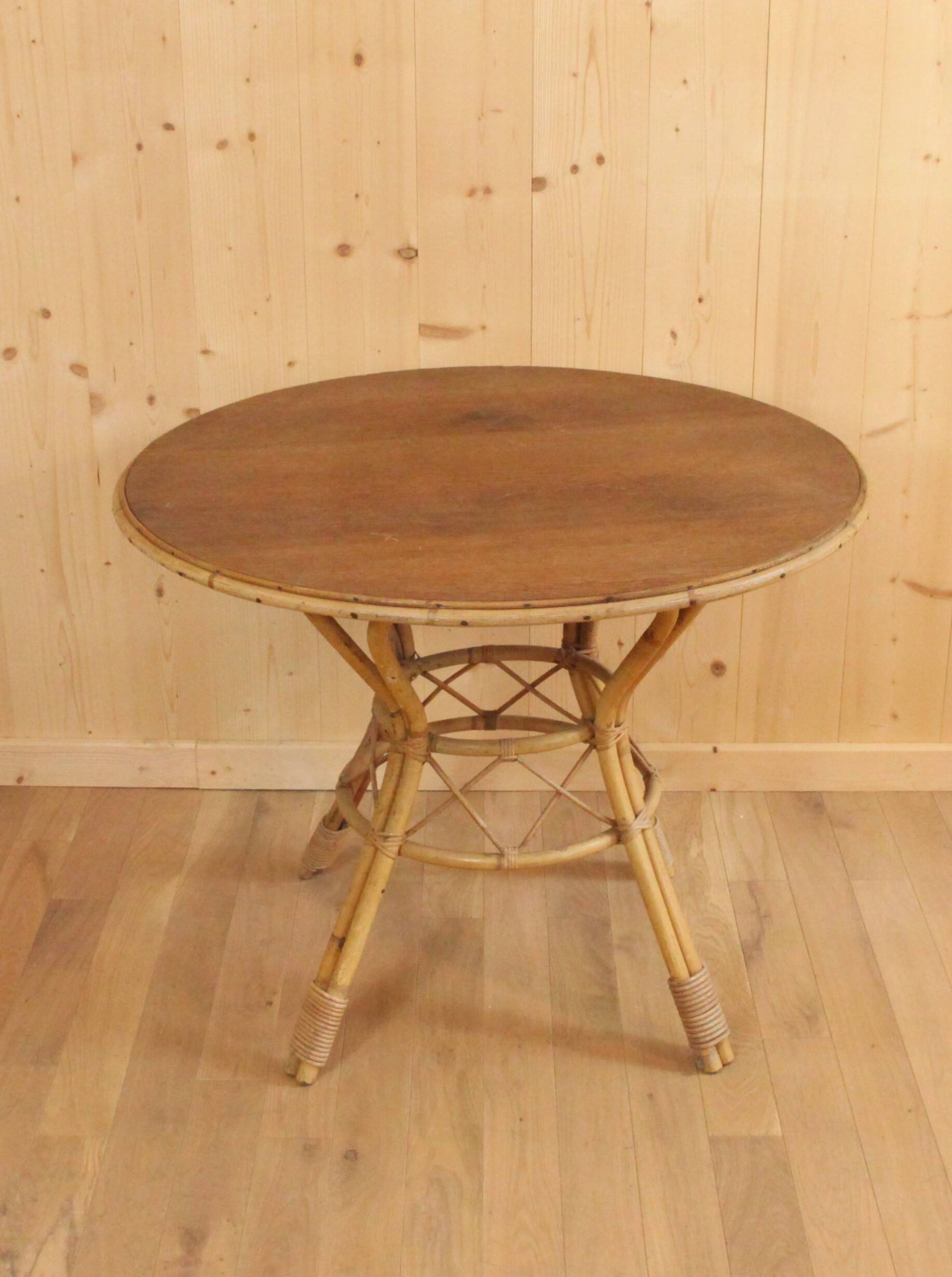 Rattan and wood dining table