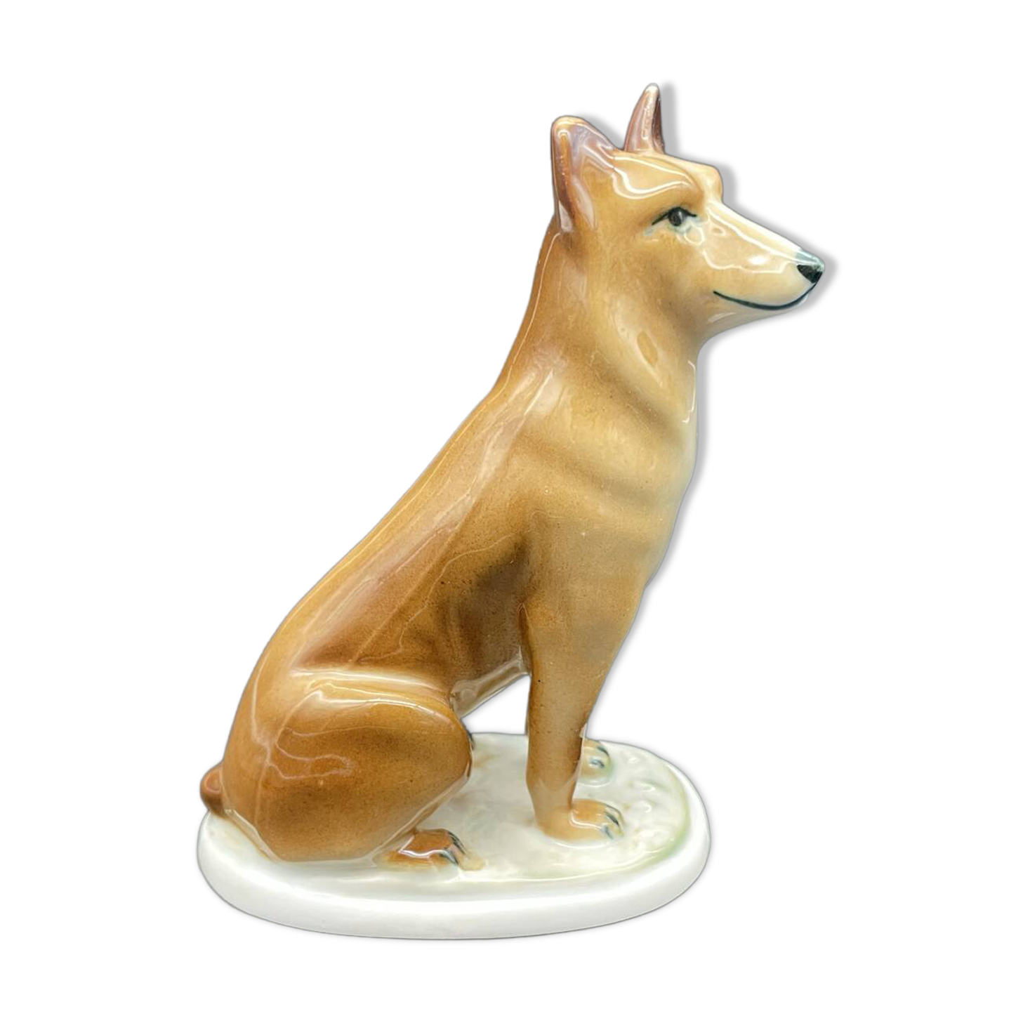 Vintage sitting dog in porcelain Zsolnay Pécs – Hungary, 1960s