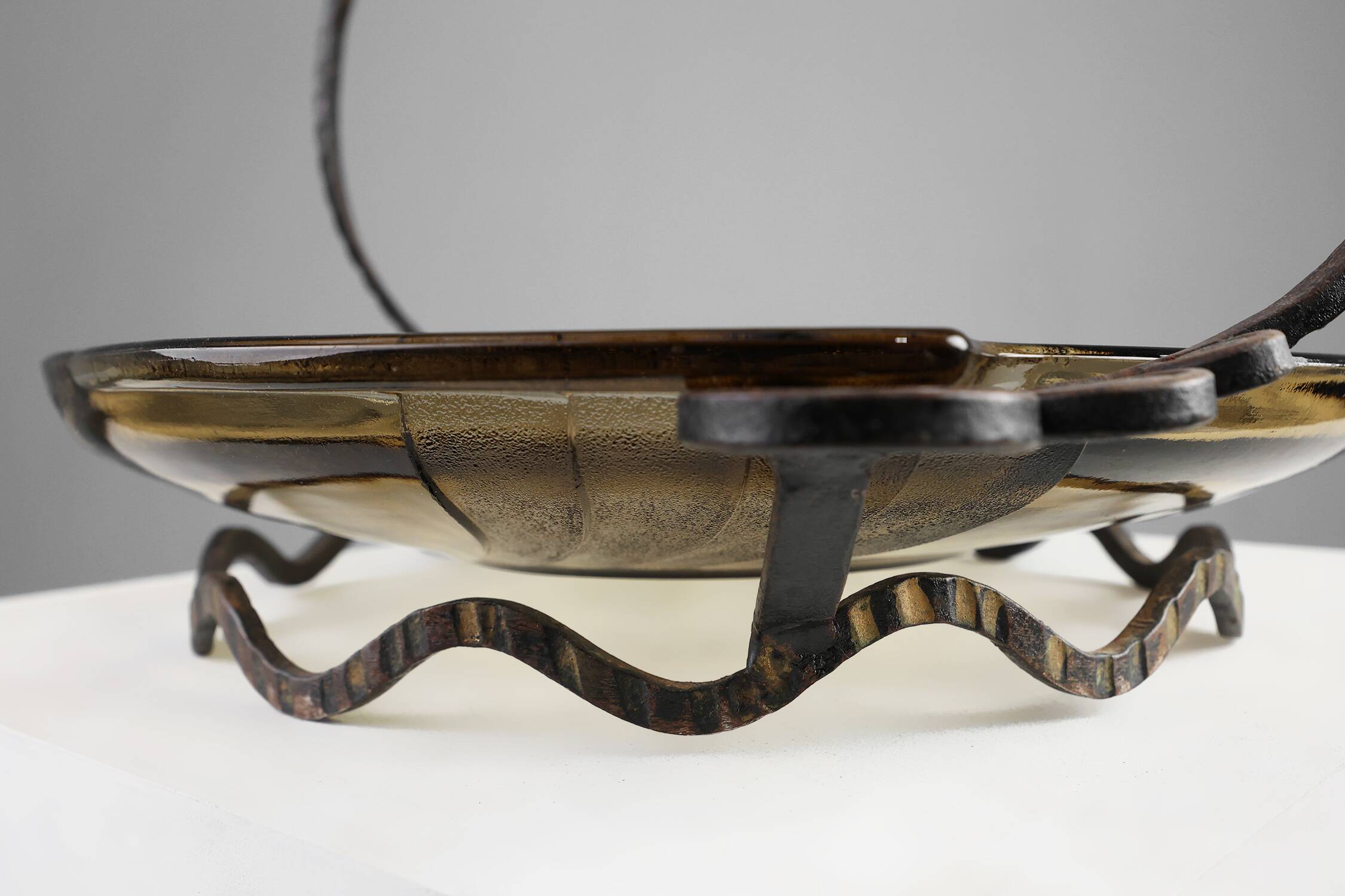 Glass and metal Art Deco Fruit Bowl, France 1920s