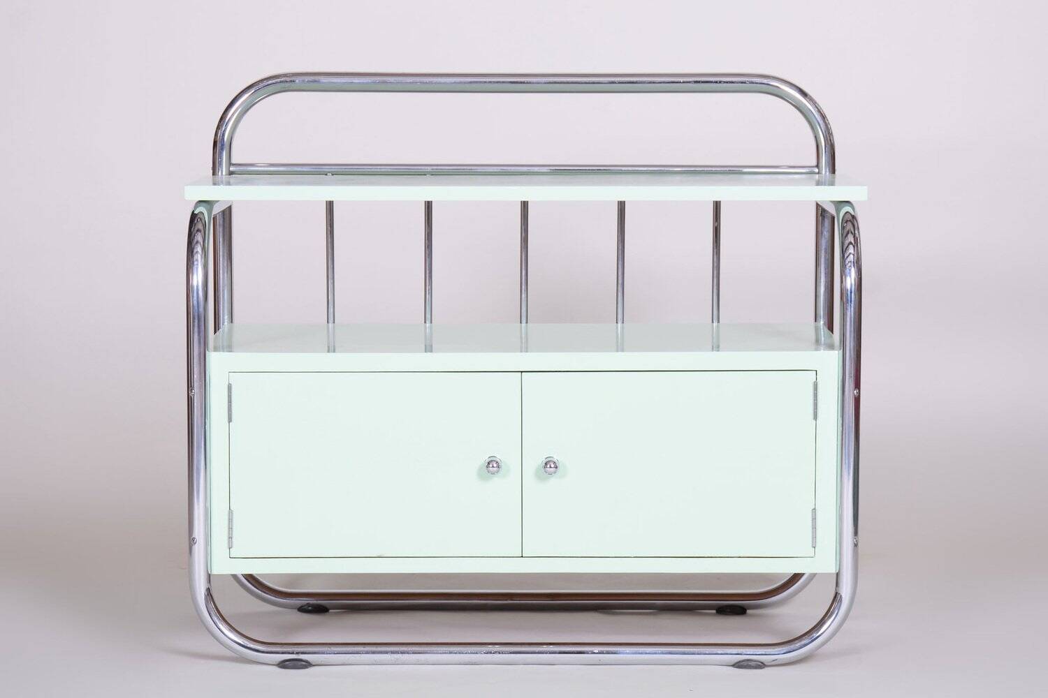 Vintage Bauhaus Cabinet in Chrome-Plated Steel and Lacquered Wood, 1930s