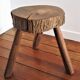 Tabouret bois massif art populaire français