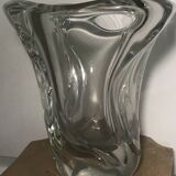 Crystal vase signed daum france free form 4.4 kg