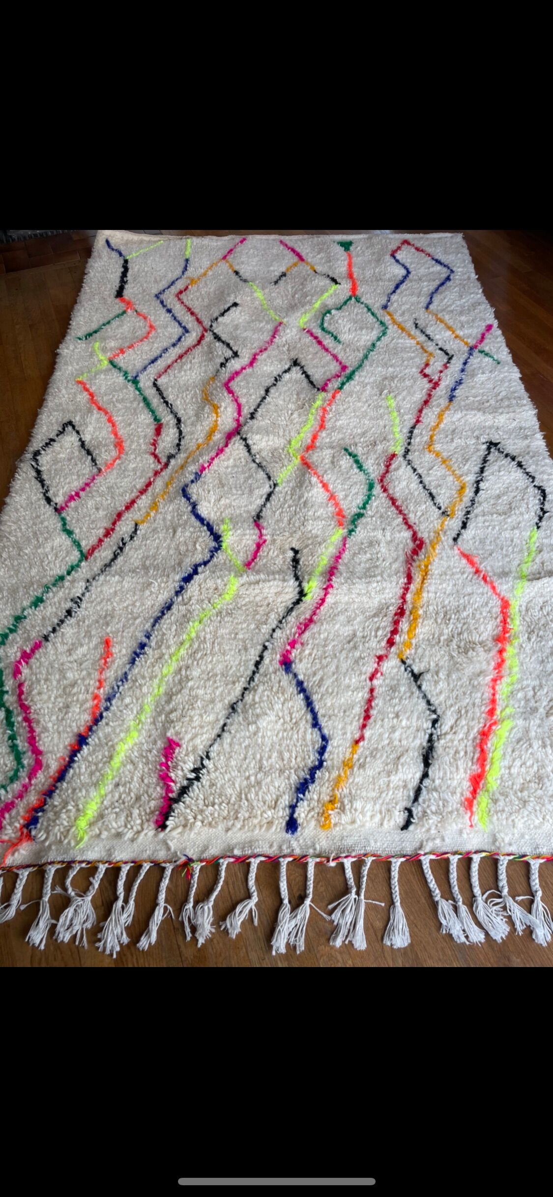 Berber rug Azilal colorful white with minimalist patterns multicolored and modern fluorescent