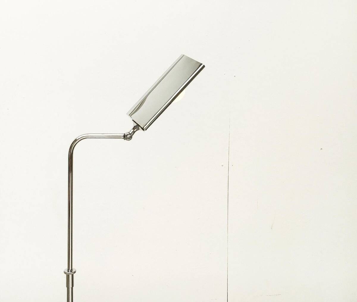 Chrome floor lamp in Hollywood Regency style, vintage German by Florian Schulz, 1970s.