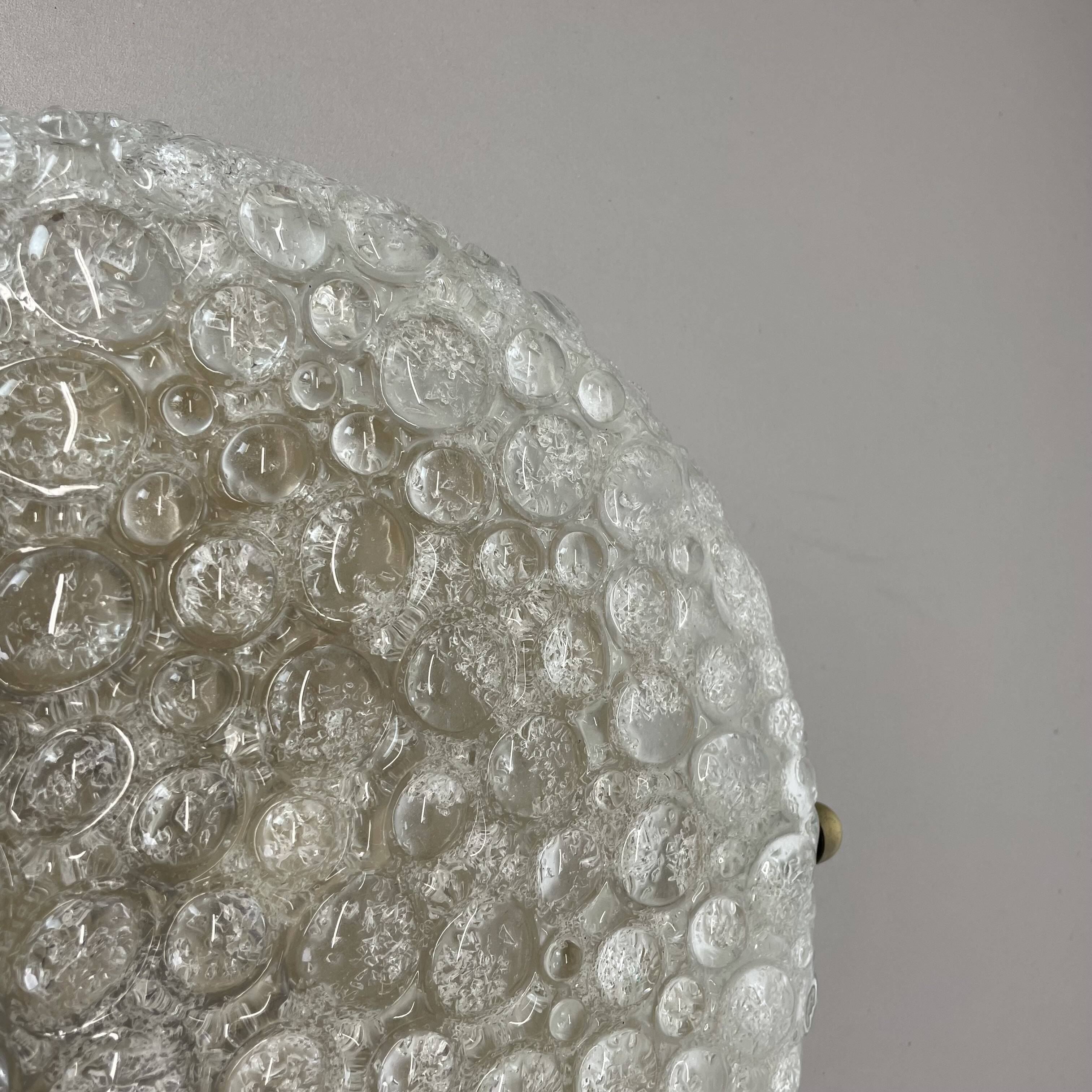 Large 40cm Murano Ice Glass Flushmount Wall Light by Hillebrand Leuchten, 1
