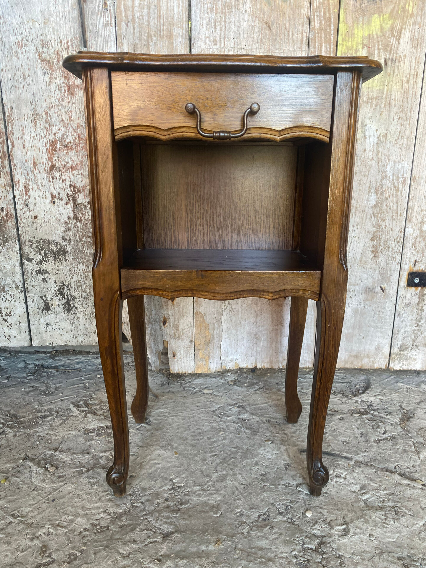 Antique nightstand louis xv style wood drawer + vintage case