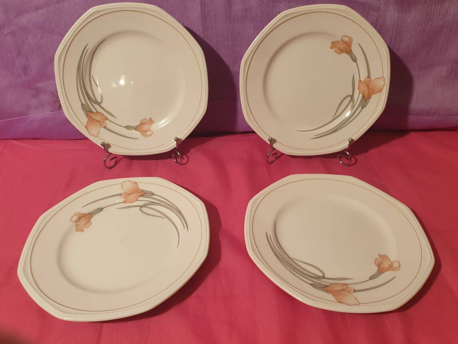 Series of 4 dessert plates Schonwald Germany Art Nouveau decor
