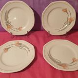 Series of 4 dessert plates Schonwald Germany Art Nouveau decor