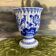 Delft planter vase with cobalt blue decoration.