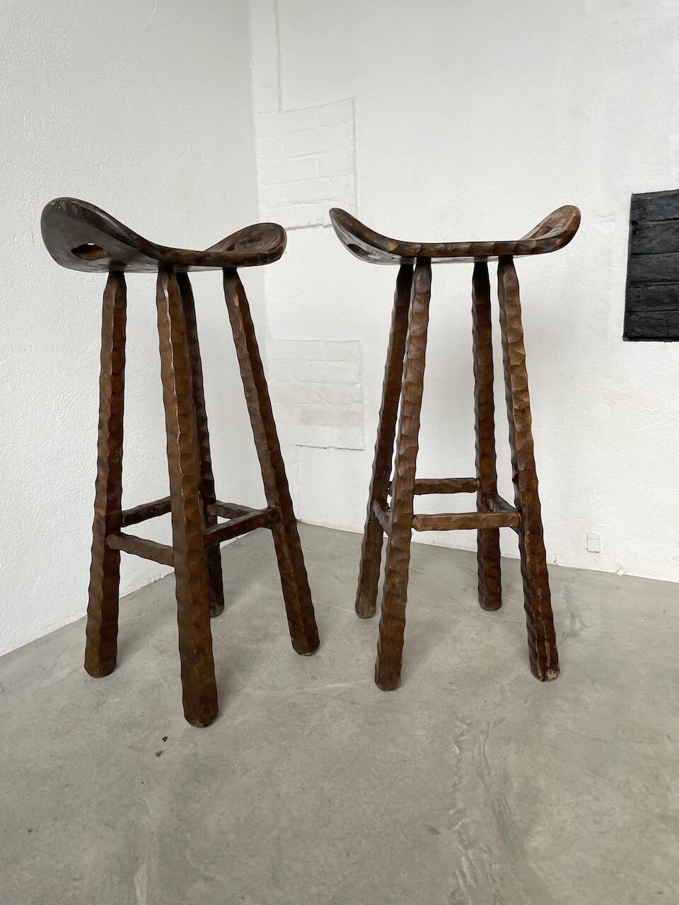 Pair of brutalist high stools