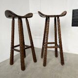 Pair of brutalist high stools