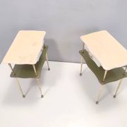 Pair of White Lacquered Nightstands with Marble Tops and Glass Shelves, Italy