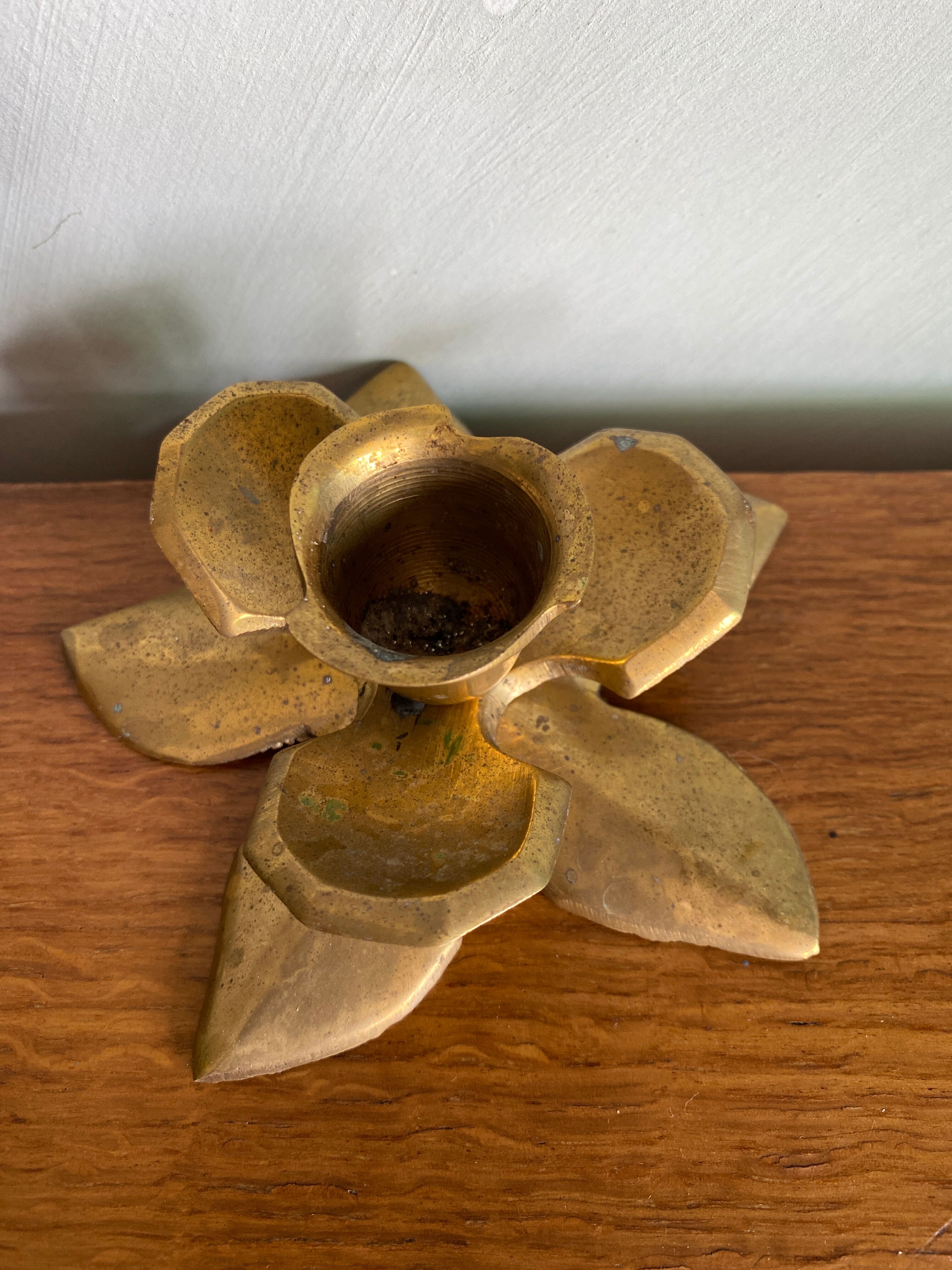 Pair of vintage brass candle holders