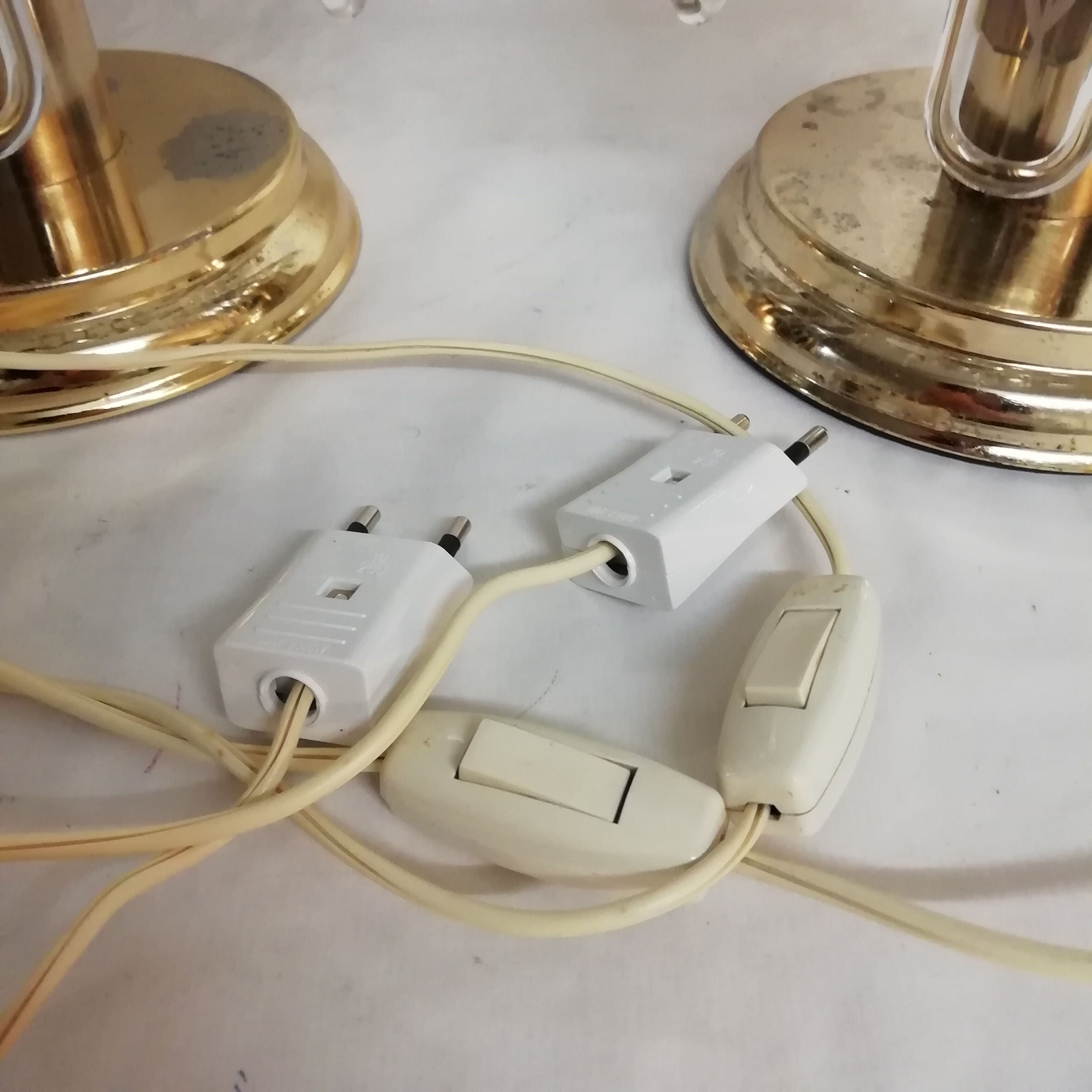 Pair of table lamps with rigid vertical crystals 1980