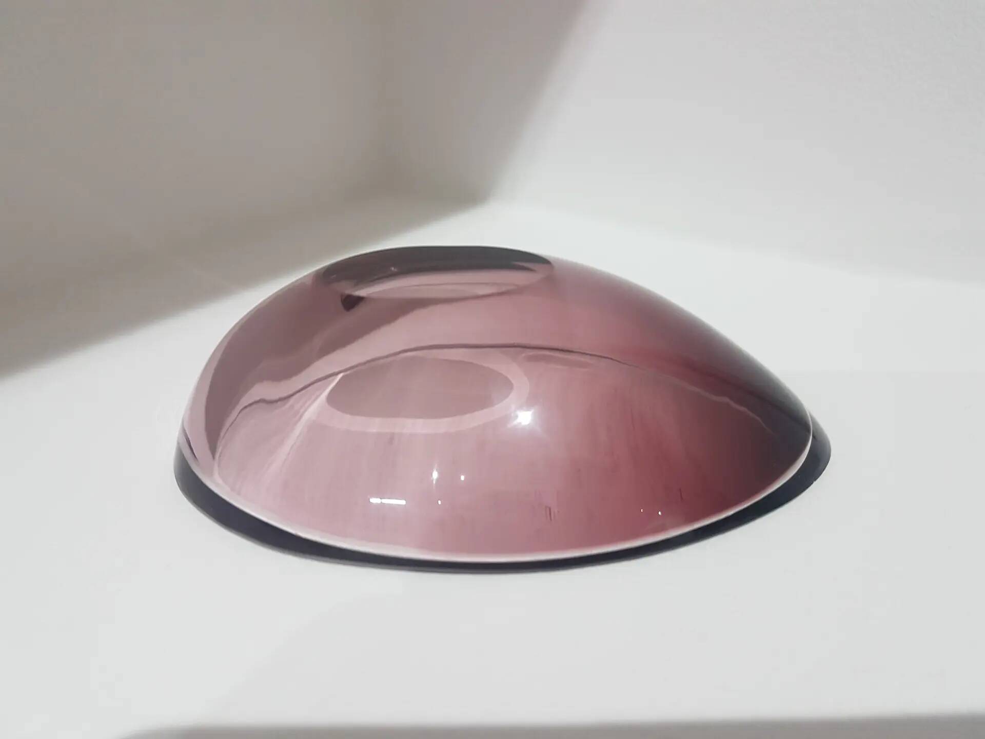 Decorative bowl, pink-purple, glass, designed by A. F. Gangkofner, Hessengl