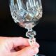 Set of three cut Bohemian Crystal Stemmed Glasses.
