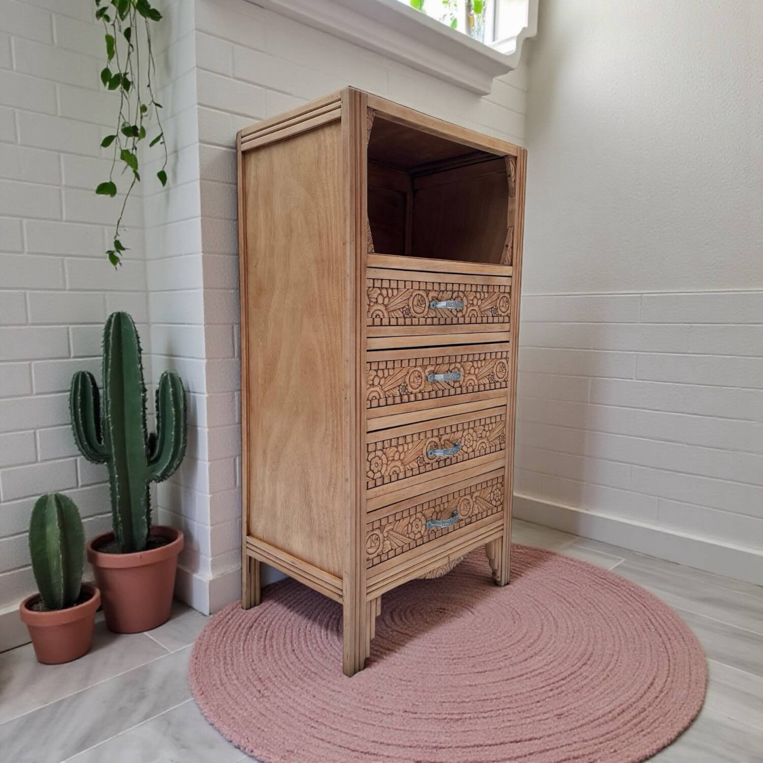 Commode haute art déco bois brut 1930