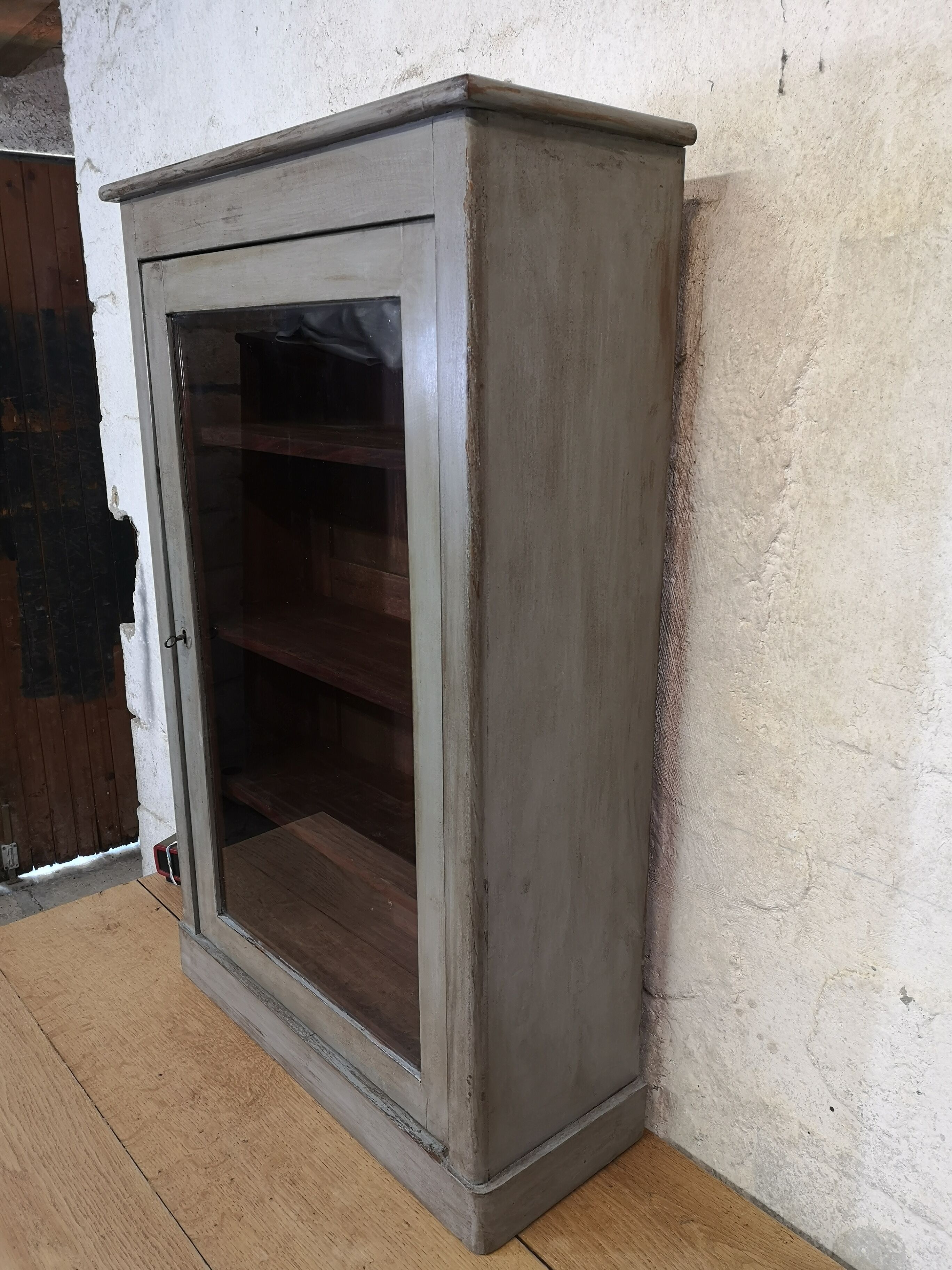 Wall showcase louis philippe xixe cabinet curiosity patina shabby gustavien
