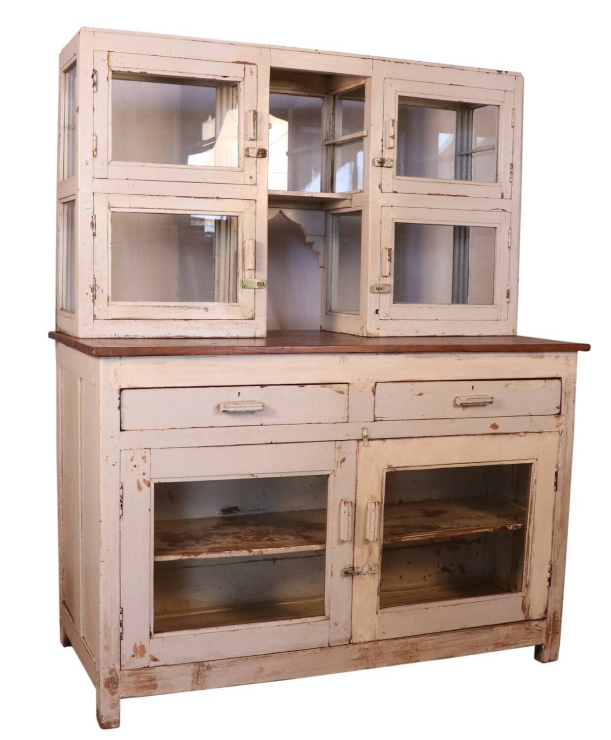 Burmese teak merchant's counter with original white patina.