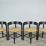 Fritz hansen / scandinavian papercord dining chairs (4) / mogens lassen / denmark 1960s