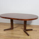 Mid-century round rosewood extendable dining table, Denmark, 1960s