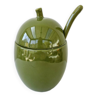 Pickles olive pot with spoon green german ceramic asa