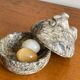 Vintage Marble Chicken with Eggs Sculpture