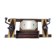 Vintage Art Deco wall coat rack in two-tone wood with engraved mirror.