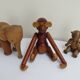 Set of 3 1960s Kay Bojesen Vintage Wooden Toy Monkey Elephant Bear Danish