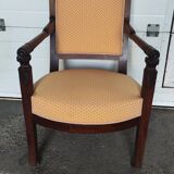 Empire style armchair in ecru fabric