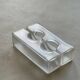 Decorative glass sculpture vases,  1980s clear glass modern bookcase accent