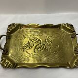 Brass tray with rose pattern