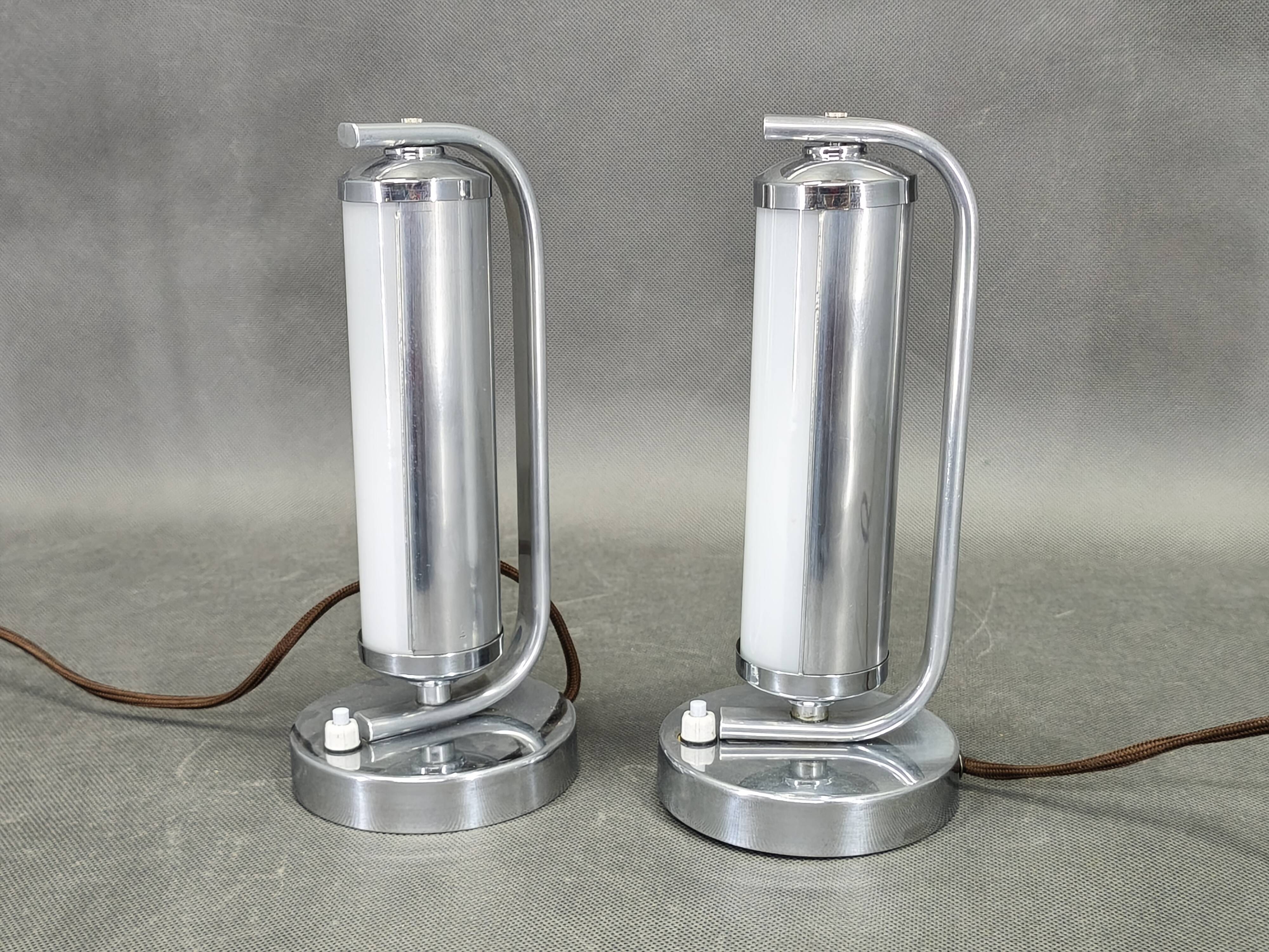 Pair of Art Deco Bedside Lamps, Czechoslovakia, 1930s